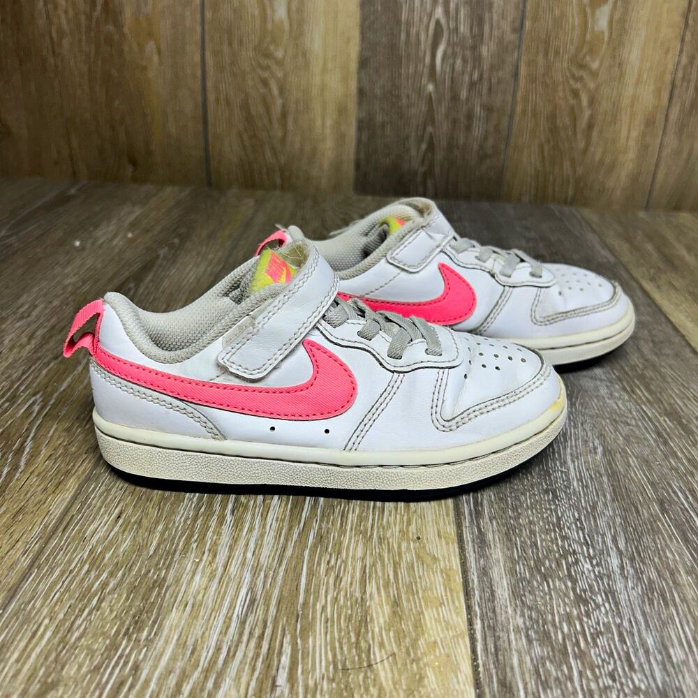 Nike Unisex Kids White Pink Leather Hook & Loop Sneakers US 11C EU 28 BQ5451-108